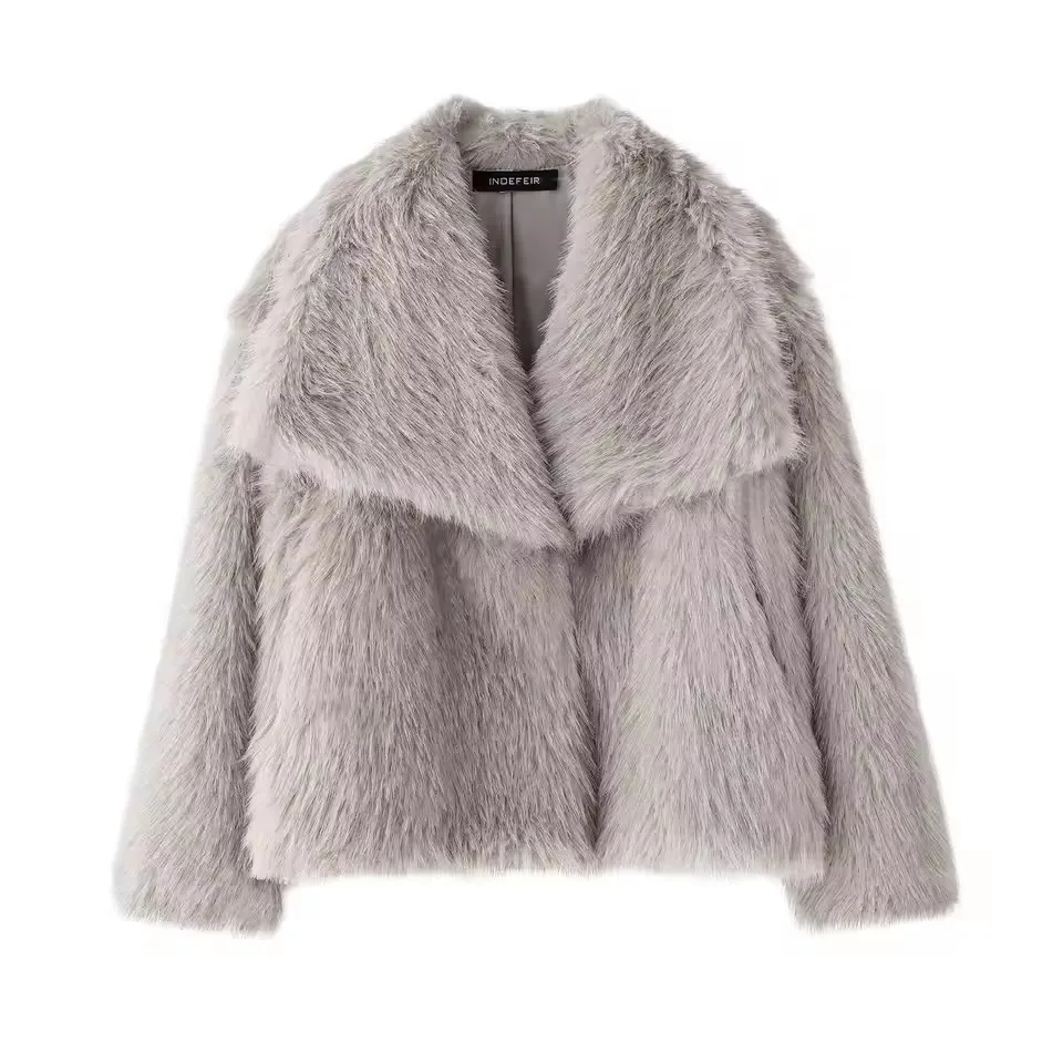 Chic Casual Winter Jackets For Women Faux Fur Warm Jacket Coat Long Sleeve Lapel Loose Plush Fluffy Thick New In Outerwears
