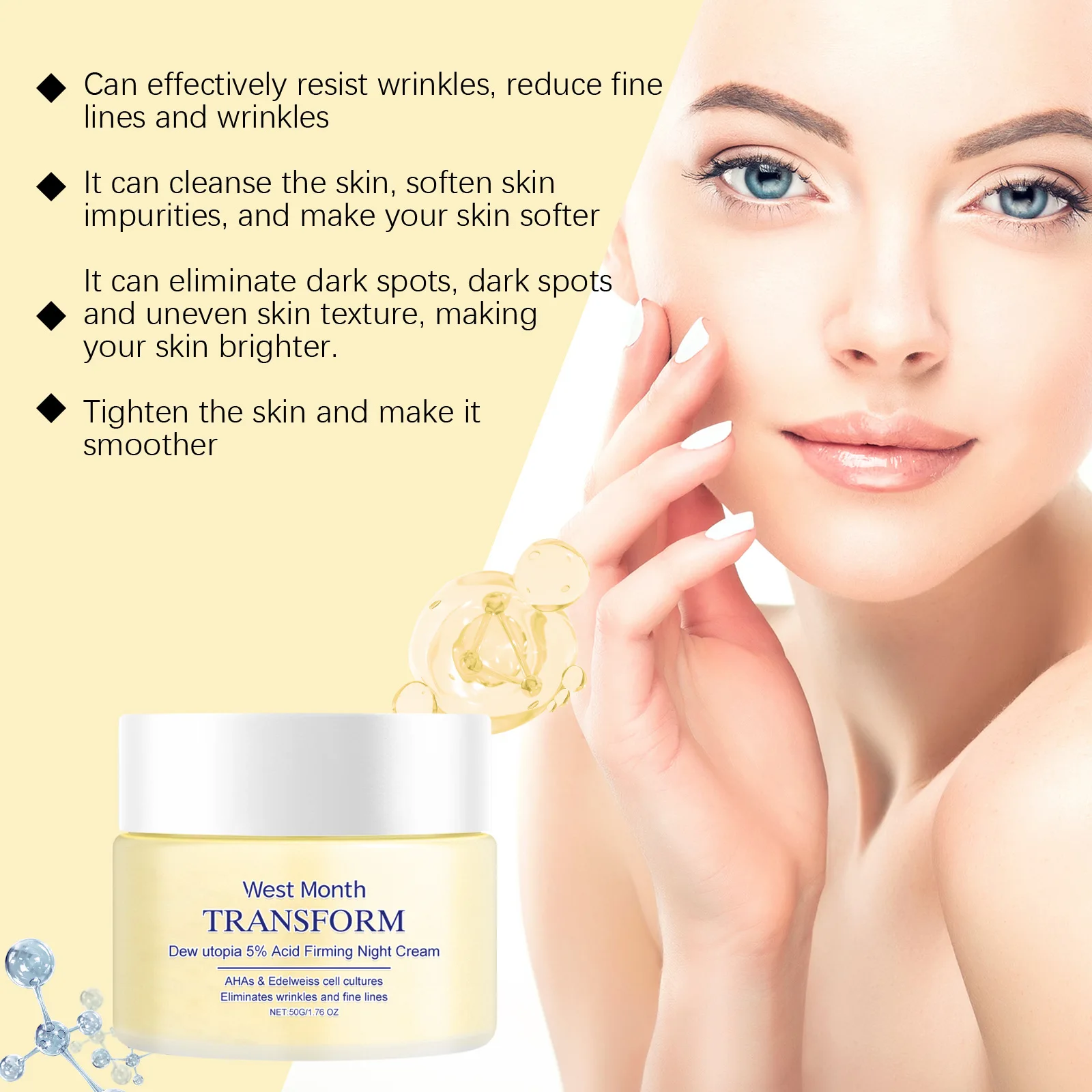 Night Cream Anti Aging Remove Wrinkles Reduce Fine Lines Lift Whitening Moisturizing Oil Control Tighten Neck Face Firming Cream - Image 5