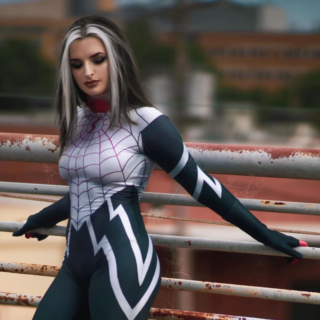 Cindy Moon Cosplay Silk Spiderman Costumes Jumpsuit Superhero Silk