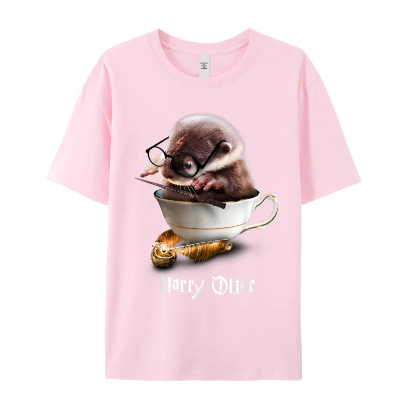 Design Short Sleeve Tees Father Day O Neck Pure Cotton Woman T-shirts Cute Baby Otter Shirt - Design T Shirt Discount Cute Baby Otter Shirt - Harry Otter Tshirt for Otter lover__892 pink