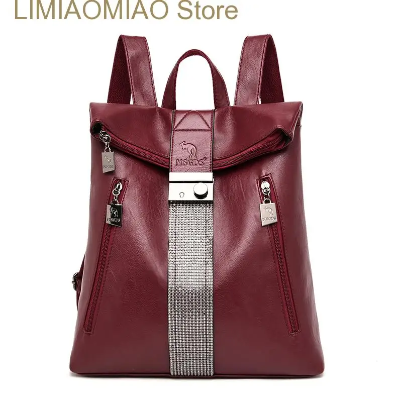 New Leather Backpack Multifunction Women Vintage Shoulder Bag Ladies Rucksack Large Travel Bag Anti-theft School Bag for Girls