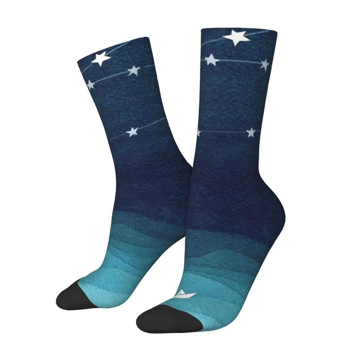 

Garland Of Stars, Teal Ocean Socks Harajuku Super Soft Stockings All Season Long Socks Accessories for Unisex Christmas Gifts