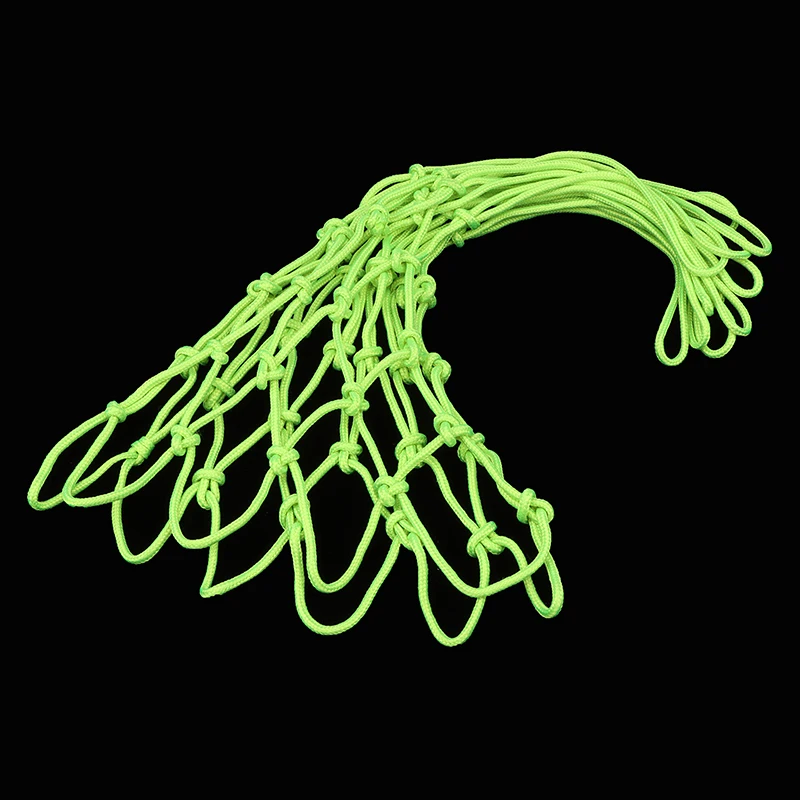 1Pc 어둠 속에서 빛나는 농구 네트 휴대용 내구성 나일론 네트 형광 녹색 표준 농구 스포츠 훈련 네트