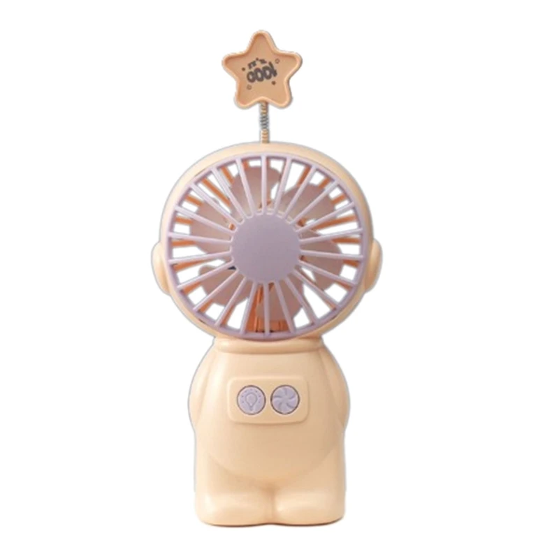 

USB Mini Portable Handheld Fans Cartoon Charging Model Large Wind Dormitory Student Office Home Fans with LED Lighting