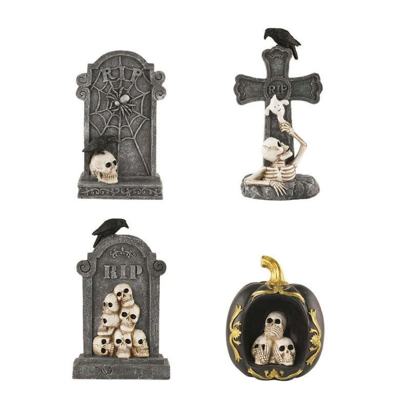 

Halloween Skull Tombstone Decoration Unique and Eye catching Resin Craft for Indoor and Outdoor Use