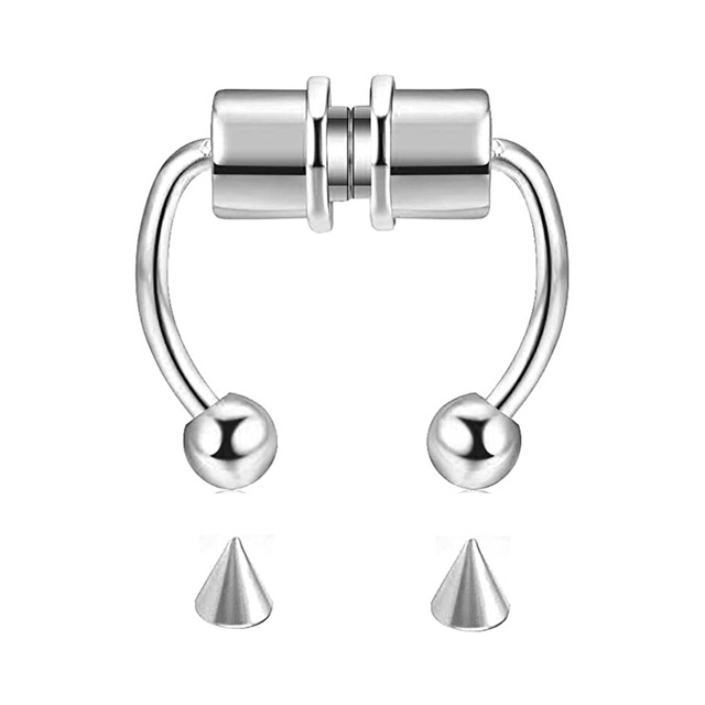 Fake Nose Rings Septum Clip On Piercings Lip Ear Nose Septum Rings Stainless Steel Fake Piercings