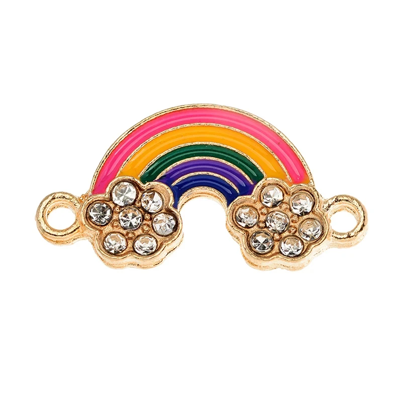 10 Teile/satz Emaille Regenbogen Schmuck Zubehör Herz Anschlüsse Charms Für Frauen Handgemachte Armbänder Halskette Handgemachte Liefert – Detail 7