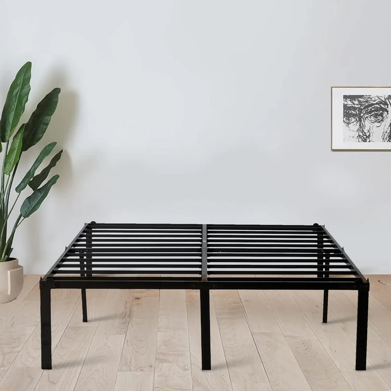 

18 Inch Black Metal Platform Bed Frame,Easy Assembly with Large Storage Space,3,500lbs Heavy Duty,No Box Spring Needed(Queen)