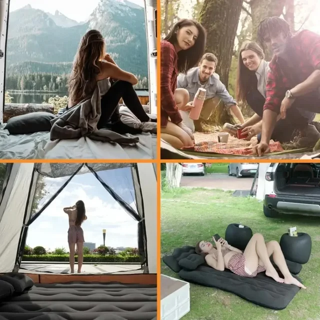 Inflatable Air Mattress Flocking Portable Foldable Thickened Backseat Air Mattress for SUV Car Outdoor Mattress with Air Pump 6