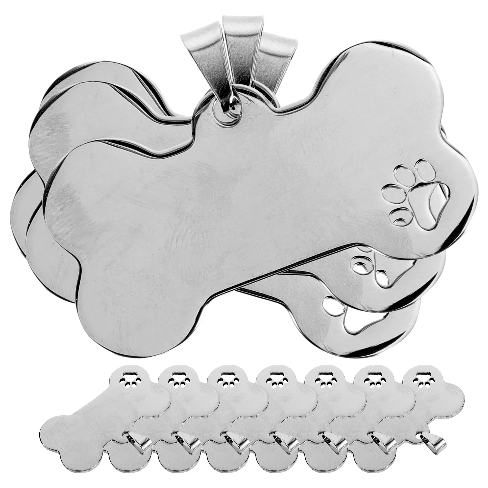 

10pcs Stainless Steel Pet ID Tags Dog Tags Pendants Cat Tags Bone Shaped Tags