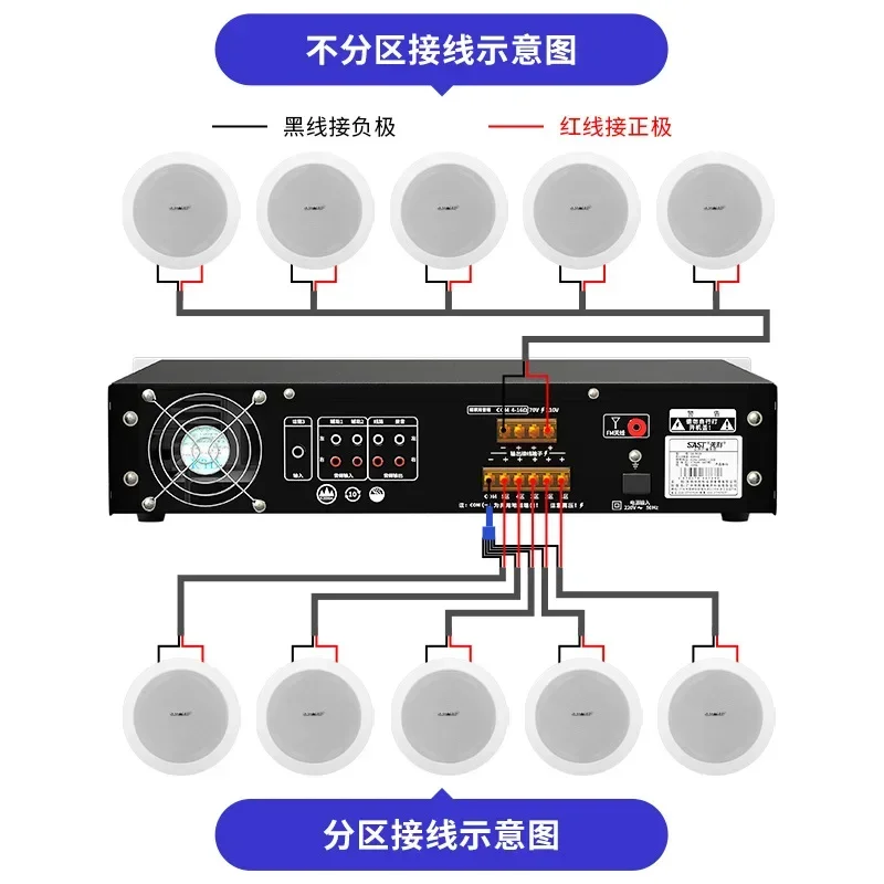 Constant voltage and resistance partition power amplifier Bluetooth music public address system large power amplifier