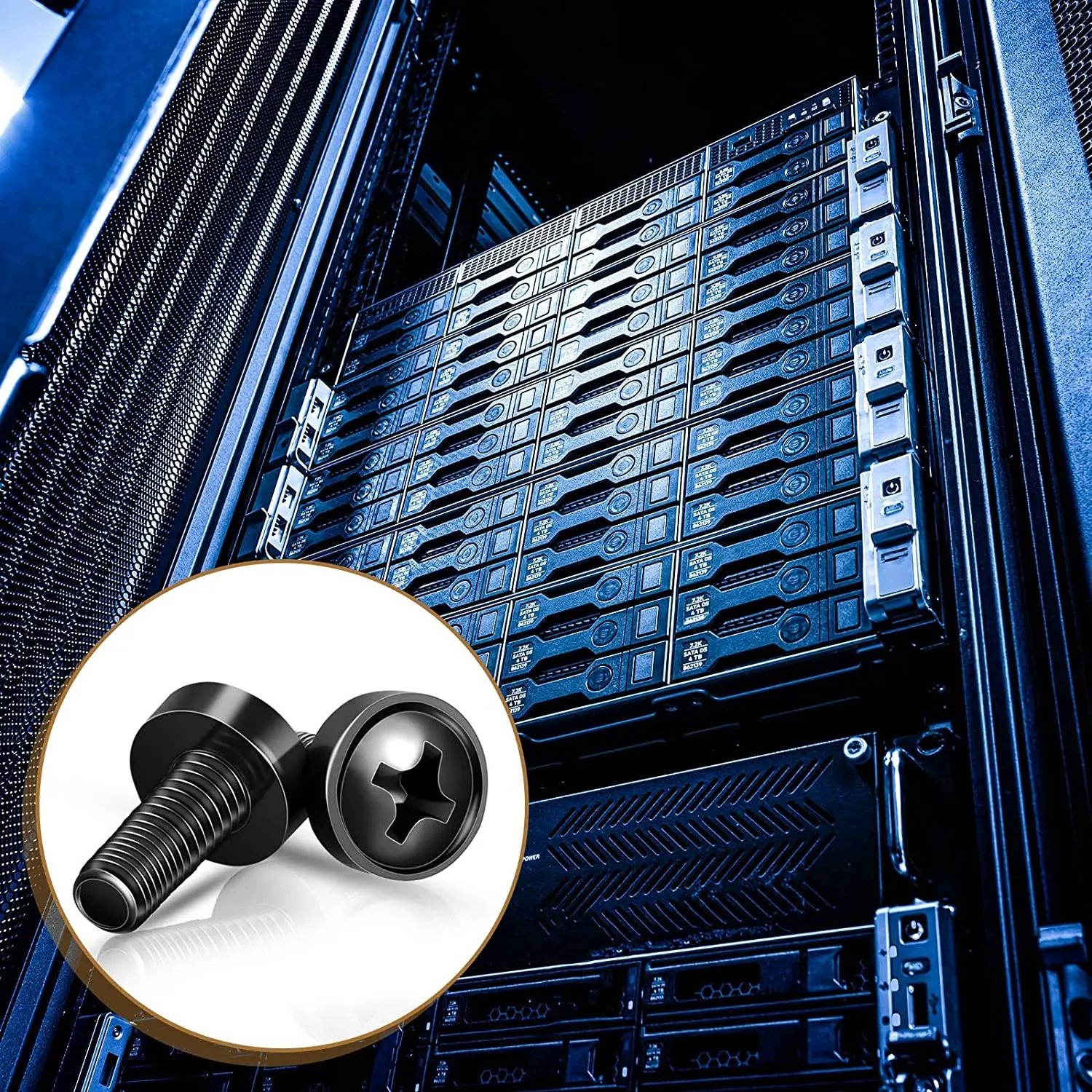 ZoeRax 50pcs M6 x 16 mm Rack Mount Cage Nuts Screws and Carbon Steel Black Server Rack Screws Square Insert Nuts server rack screws
