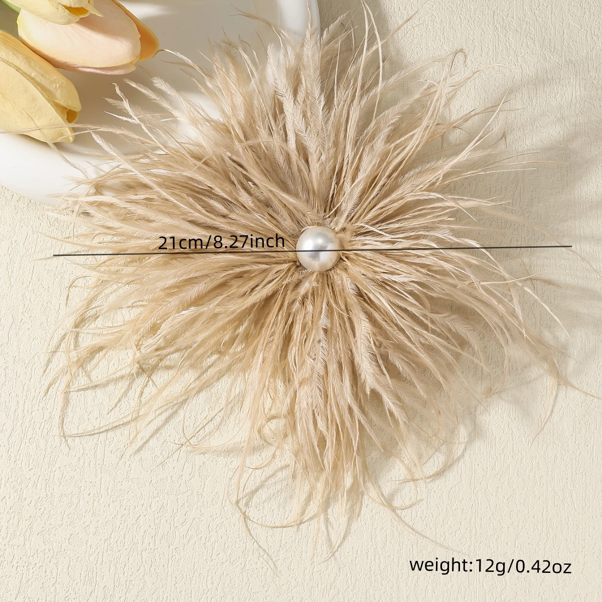 21CM Fashion Multicolor Feather Large Brooch for Women Ladies Luxury Pearl Pin Brooches Party Cloth Jewelry Accessories Gifts