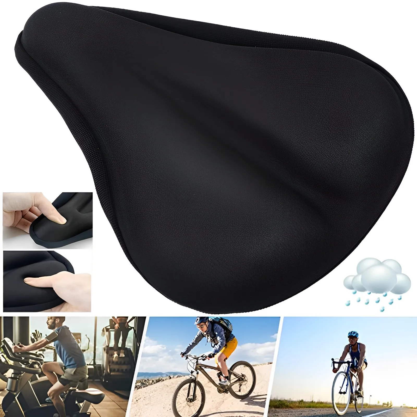 Housse De Selle De Vélo Rembourrée Confort - Gel & Mousse Mémoire - Noir - Universelle