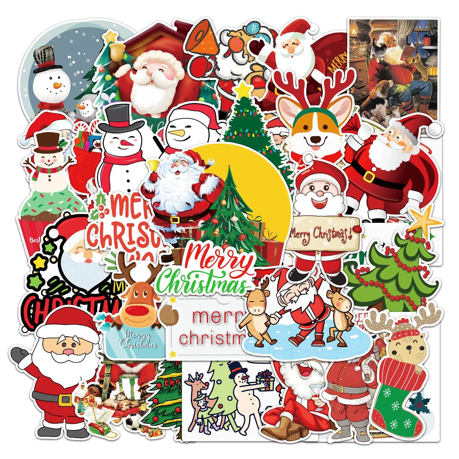 

10/30/50PCS New Cartoon Christmas Graffiti Stickers Mobile Phone Tablet Laptop DIY Skateboard PVC Decorative Stickers Wholesale
