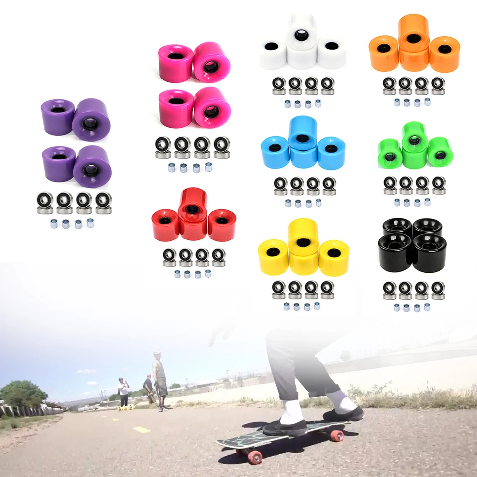 Ruote Skateboard Longboard 60mm + Cuscinetti ABEC-9 (4+8 Pezzi) | Cruiser Board