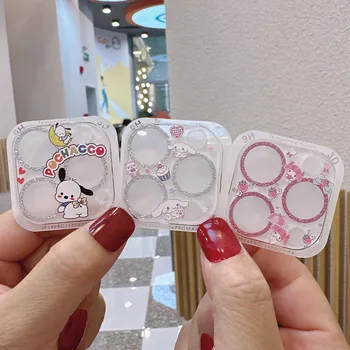 Sanrios Hello Kittys Melody Camera Lens Protection for Iphone13 14 ProMax Lens Screen Protector Cartoon Cute Full Tempered Glass