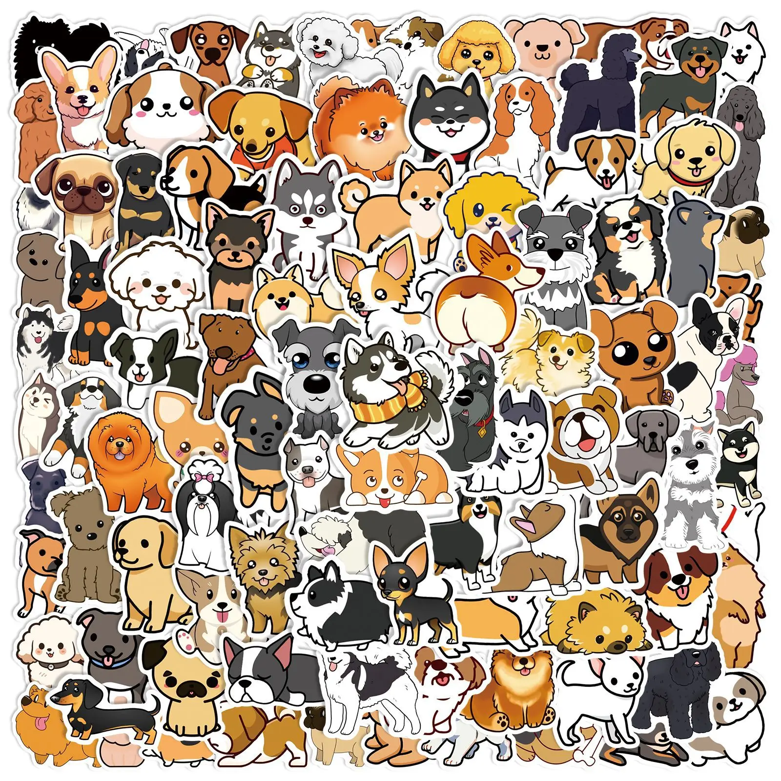 100PCS Nette Mix Hund Cartoon Tiere Graffiti Aufkleber DIY Telefon Gitarre Laptop Notebook Koffer Tasse Wasserdichte Aufkleber Kinder Spielzeug