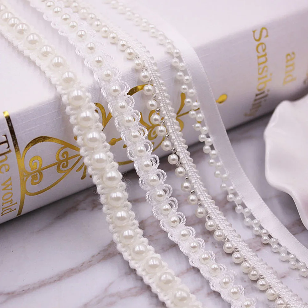 Description Picture 2 of itemYard Beaded Craft for Wedding Dress Decor Bridal Applique Headdress Lace Trim Garment Materials Ribbon Tape Sewing Accessories