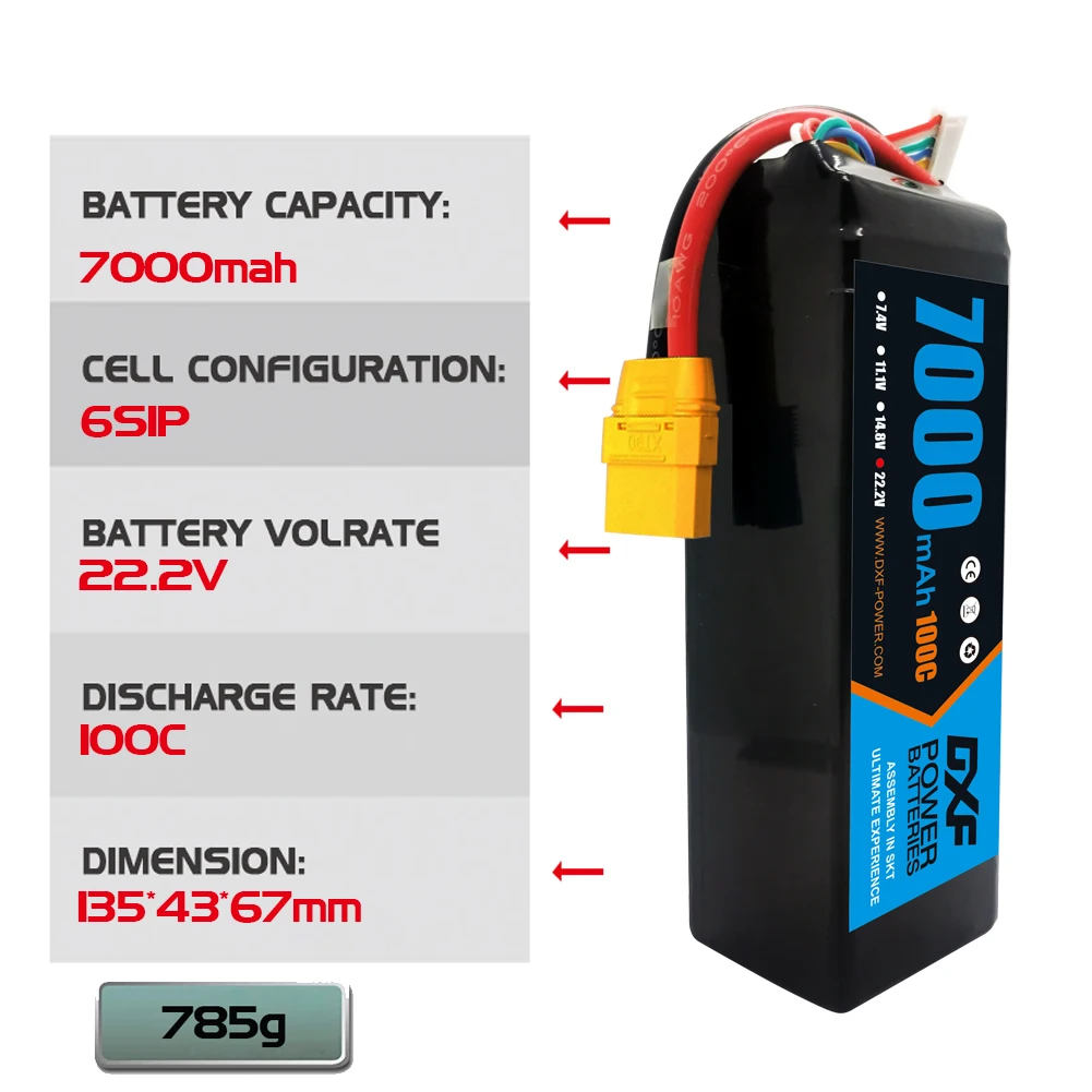 DXF Lipo 4S 6S 14.8V 15.2V 22.2V Battery 5200mAh 6200mAh 6500mAh 7000mAh 8000mAh 8400mAh 9200mAh 10000mAh for RC Car Buggy Tank 6