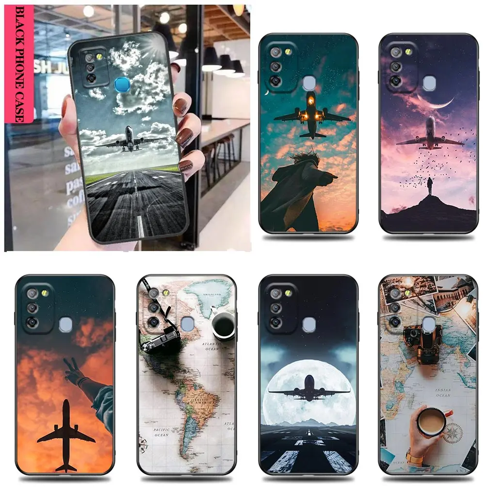 Mappa Del Mondo Travel Airplan Plane Case Per Tecno Hot S5 Smart Spark 5 6 7 Go Air Zero 8X20 Camon 16 19 Pova 2 4 Neo2 Pro 5G Case