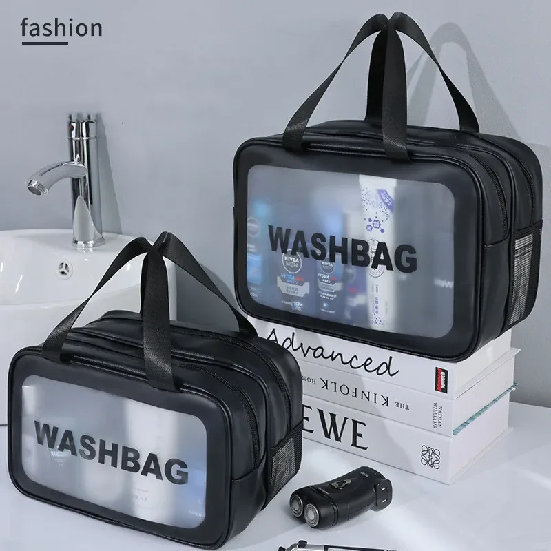 Dry-wet separation double transparent PU makeup bag portable washing bag cosmetic storage bag travel fitness swimming essentials Best Sellers In Luggage, Bags