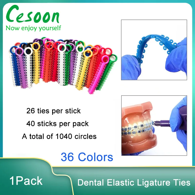 

Cesoon 1040Pcs/Pack Dental Orthodontic Elastic Ligature Ties Colorful Rubber Bands for Braces Brackets Dentistry Ortho Materials