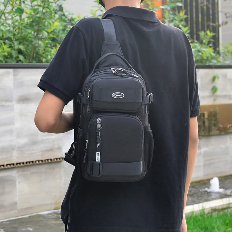 Riding backpack for men, men's chest bag, casual men's single shoulder bag, lightweight and large-capacity crossbody bag - 5