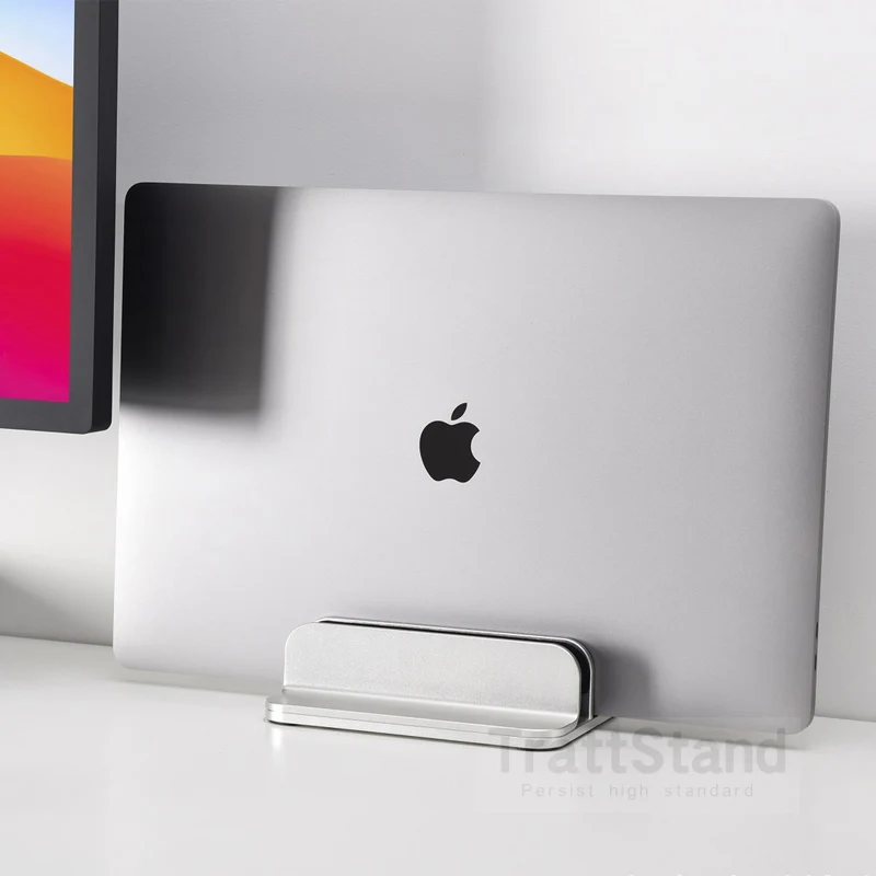 알루미늄 더블 슬롯 수직 조절식 노트북 스탠드, iPad MacBook Pro Air 노트북 지원 홀더, 공간 절약 지원