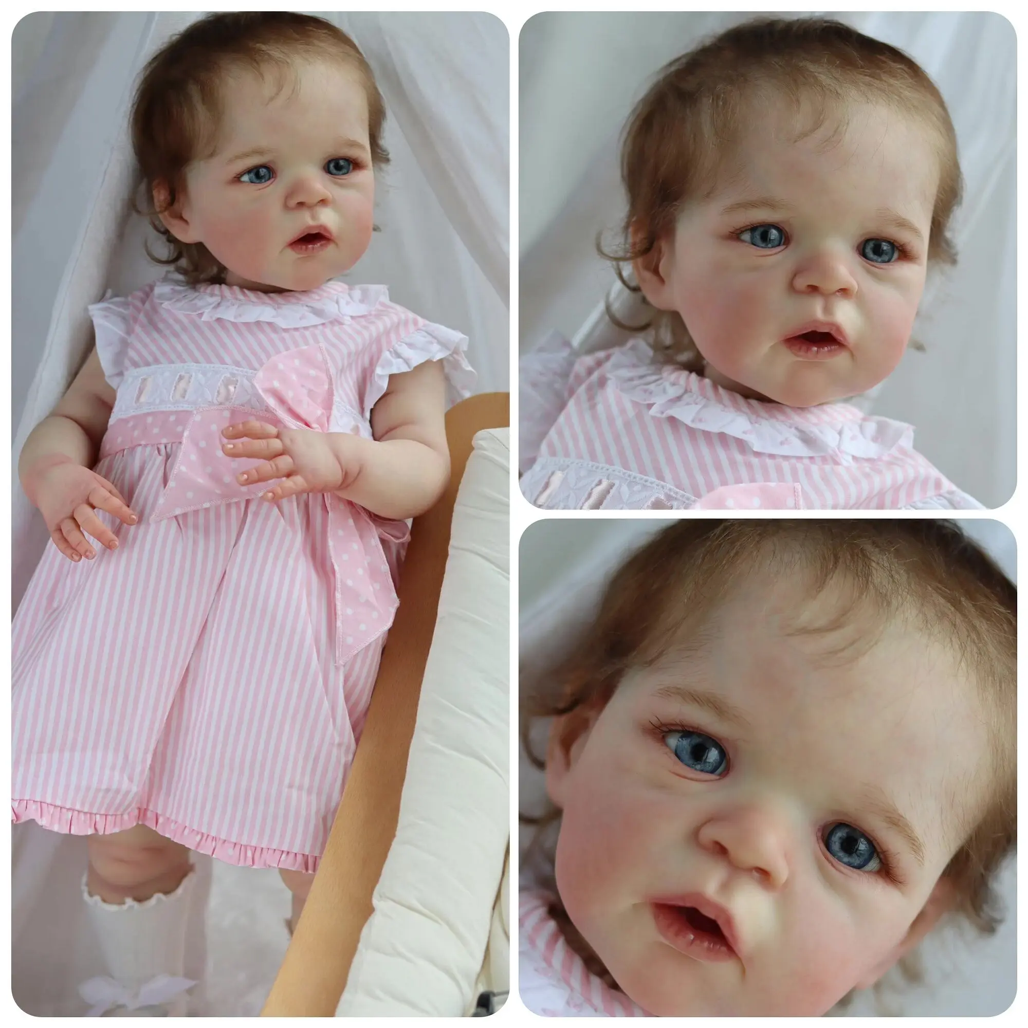

24inch Already Painted Finished Sandie Reborn Toddler Girl Doll Popular Lifelike Soft Touch 3D Skin Art Doll Gift