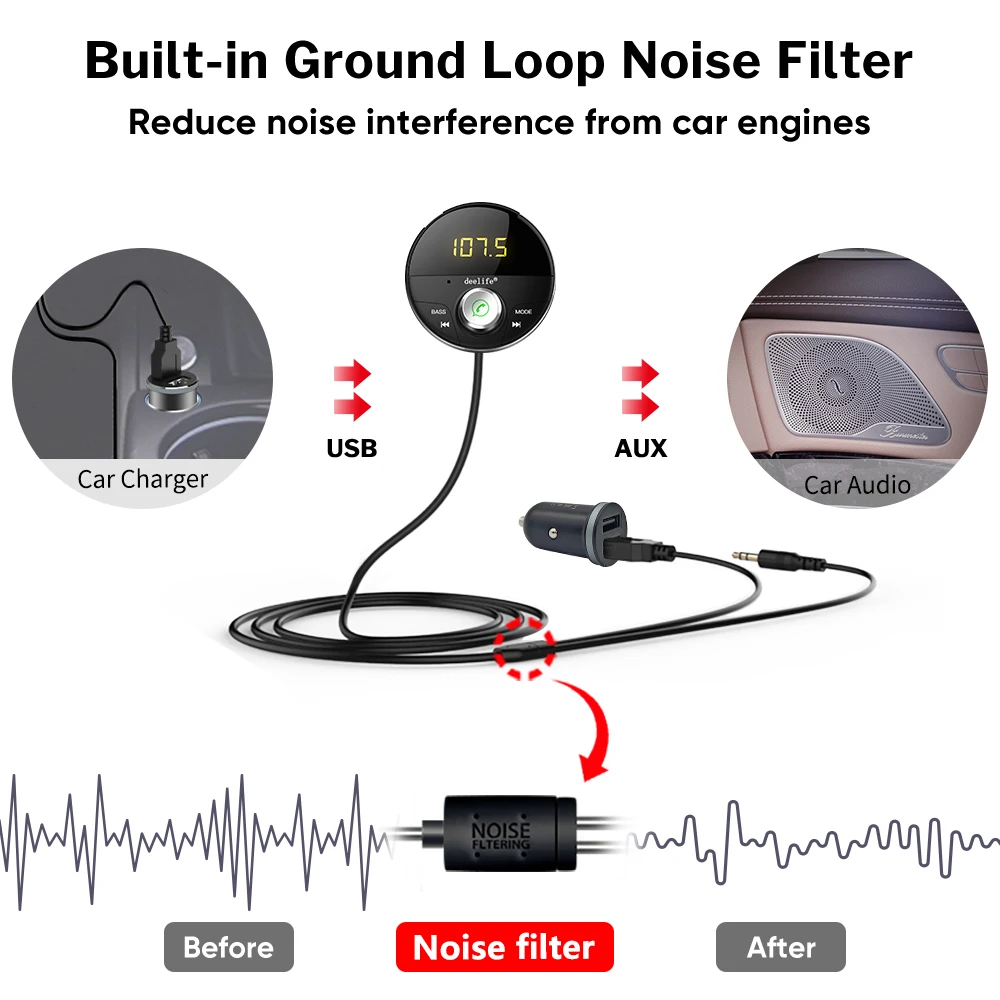 Bluetooth fm transmitter AUX Car Adapter FM Transmitter Modulator Handsfree Kit Auto Music BT 5.0 Receiver Carkit