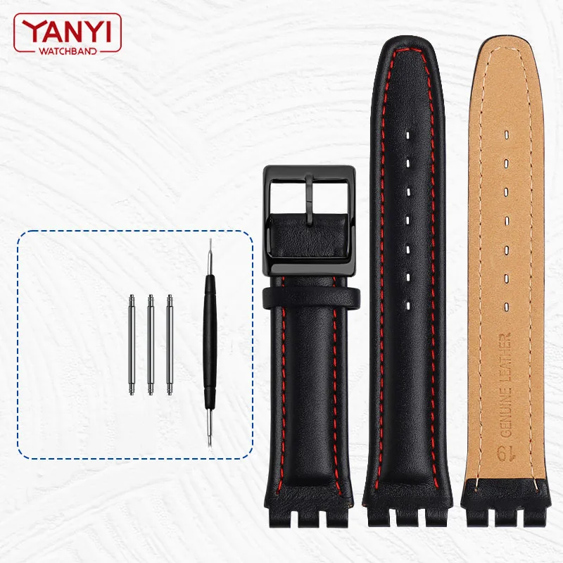 Bracciale In Vera Pelle Per Cinturino Swatch 17Mm 19Mm Interfaccia Dentata Orologi Da Polso Cinturino Uomo Donna Cinturino Sportivo In Pelle