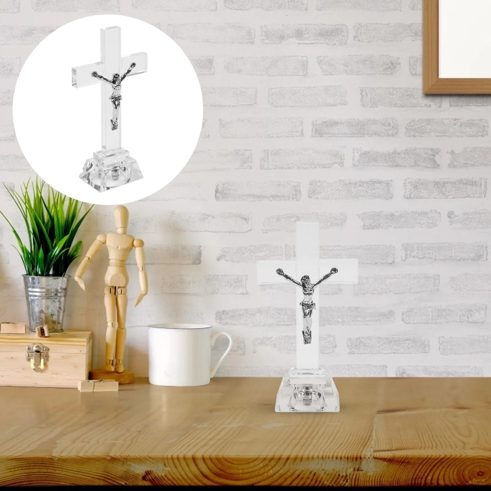 

Jesus Crystal Decorative Lamp Ornament Religious Figurine White Chic Gift