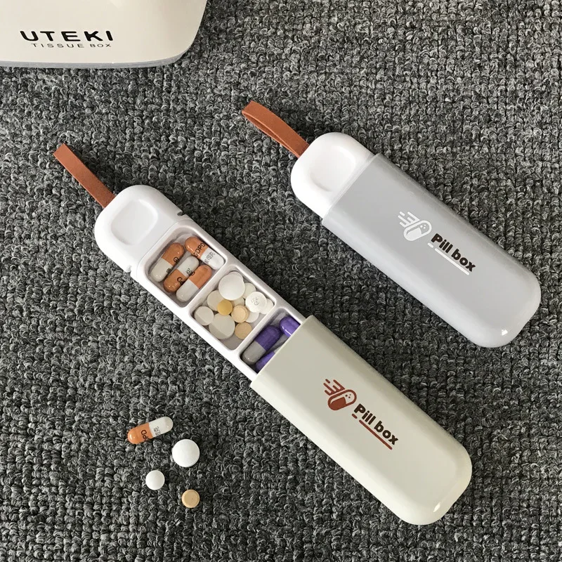 휴대용 북유럽 스타일 알약 상자, 정제 알약 상자 디스펜서, 약 상자, 3 그리드 디스펜서, 보관 키트 정리함, 7 일 패션