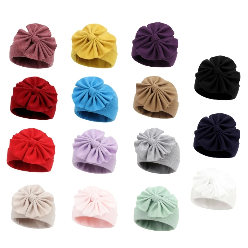 

Baby Bowknot Beanie Hat Large Bow Hat for Newborn Boys Girl 0-6M Breathable Infant Headdress Universal Infant Photo Hat