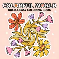 Adult Coloring Book - 7.8x7.8 Inch Flourishing Flowers Design, 24 Pages of Stress Relief and Relaxation, Perfect Gift for Year 1