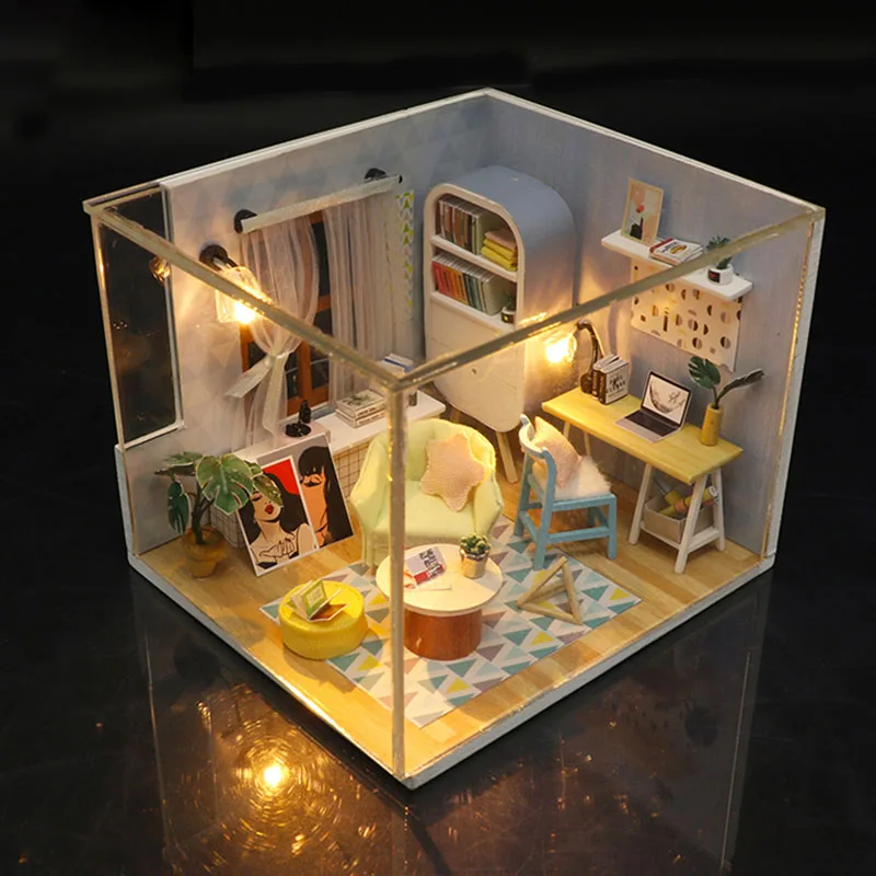 

Кукольный 3d-дом ручной работы, набор мебели, кукольные домики «сделай сам», миниатюрный кукольный домик, деревянные игрушки для детей, подарок на день рождения, кукла