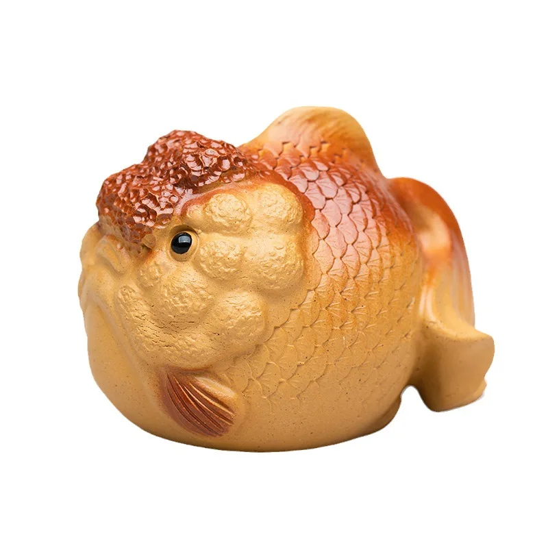 이싱 자주색 모래 차 장식물, 행운을 가져다주는 금룡 물고기 차 도예 장식품, 창의적인 액세서리, 차를 끓일 수 있음