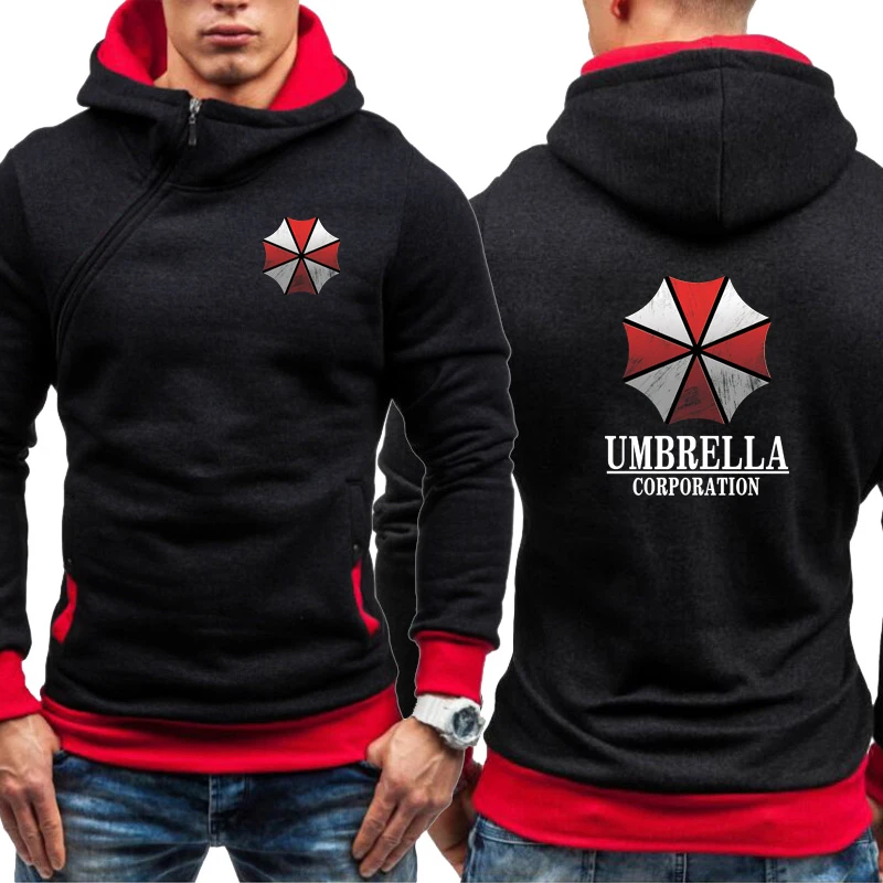 

High Quality Men's Hoodie Umbrella Corporation Print Hooded Jacket Fleece Sweatshirt Pullover Outwear Casual Male Streetwear