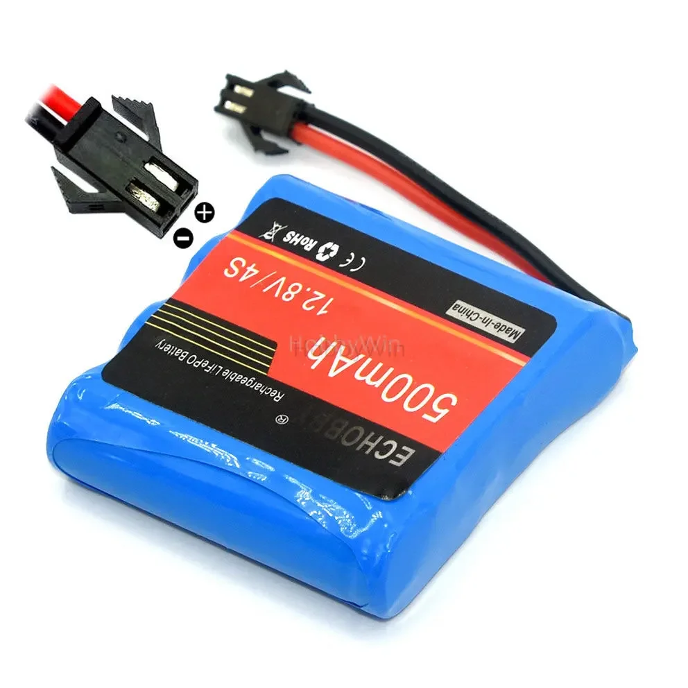 

12.8V 4S 500mAh 6.4Wh LiFe Battery SM-2P Positive Plug for RC Model Buggy Car Truck Racing Speed Boat Ship