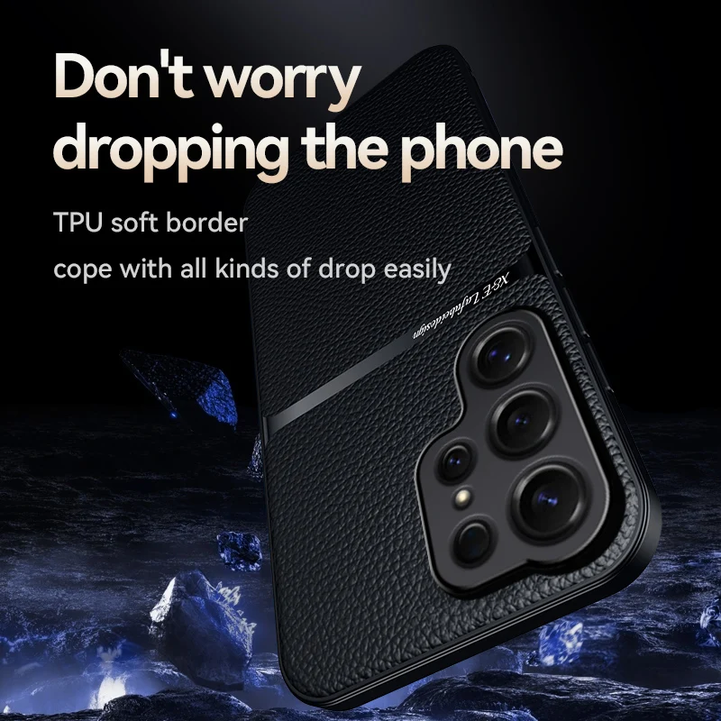 Premium Luxury Magnetic Leather Car Holder Case - Silicone Protective Cover