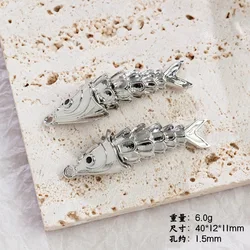 Copper Plated Gold Fish Pendant for DIY Handmade Jewelry with Electroplated Color Retention (White k [40 * 12mm] one piece)
