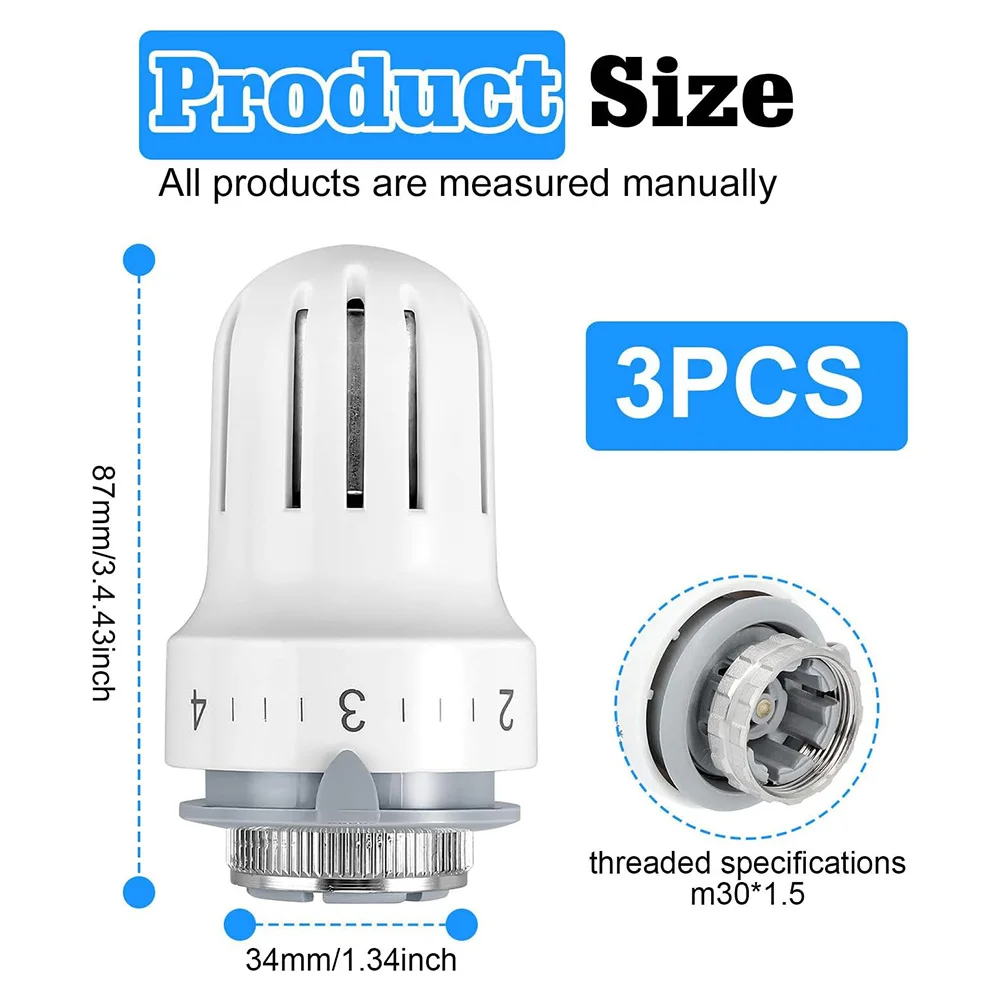 1pcs Radiator Thermostatic Head Heater Plastic Alloy Control Thermostat Heating Valve Tool White Home Valvefor Room Temperature.