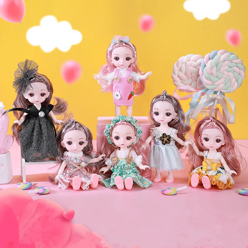 

BJD Doll 13 Joints Movable 16cm Doll Fashion Princess Dress Up Set 3D Eyes 1/12 Play House Doll Girl Toy Children Birthday Gift