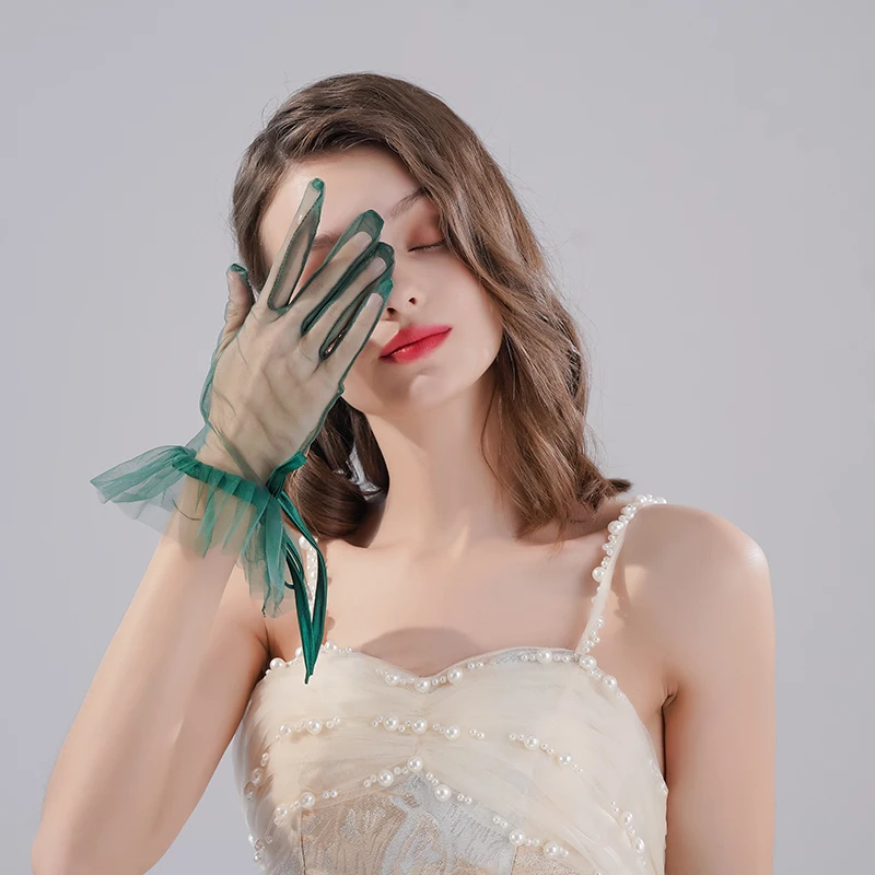 

Wedding Accessories Bride Short Colorful Summer Satin Gloves Elegant Date Party For Women