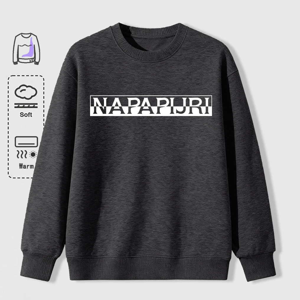 Misaligned Artistic Letters Printed Sweatshirts Men Soft Vintage Pullovers Street Oversize Top Unisex Autumn Casual Clothes