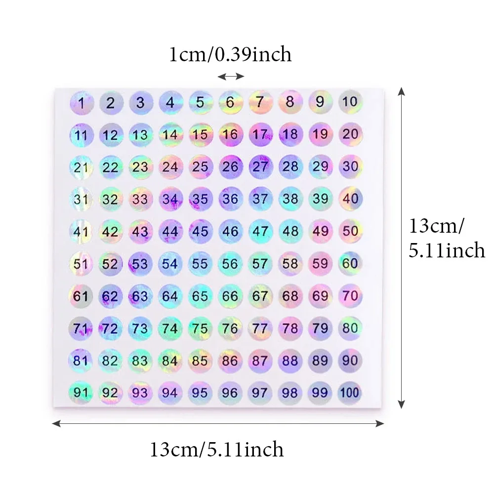 Number 1 to 1000 Laser Number Sticker Round Waterproof Nail Sticker Digital Label Nail Polish Color Gel Varnish Marking Sticker 6