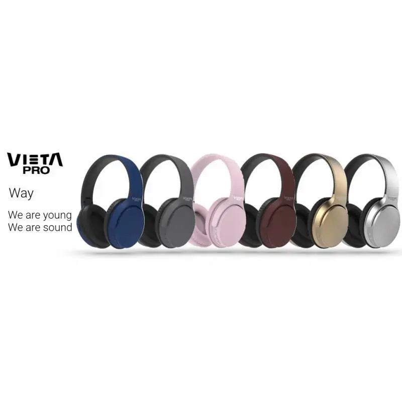 Auricular Diadema Way 2 de Vieta Pro, con Bluetooth 5.0, entrada Aux-in,  micrófono incluido, Radio Fm, Micro SD y batería de hasta 40 horas. Color  Azul. : : Electrónica