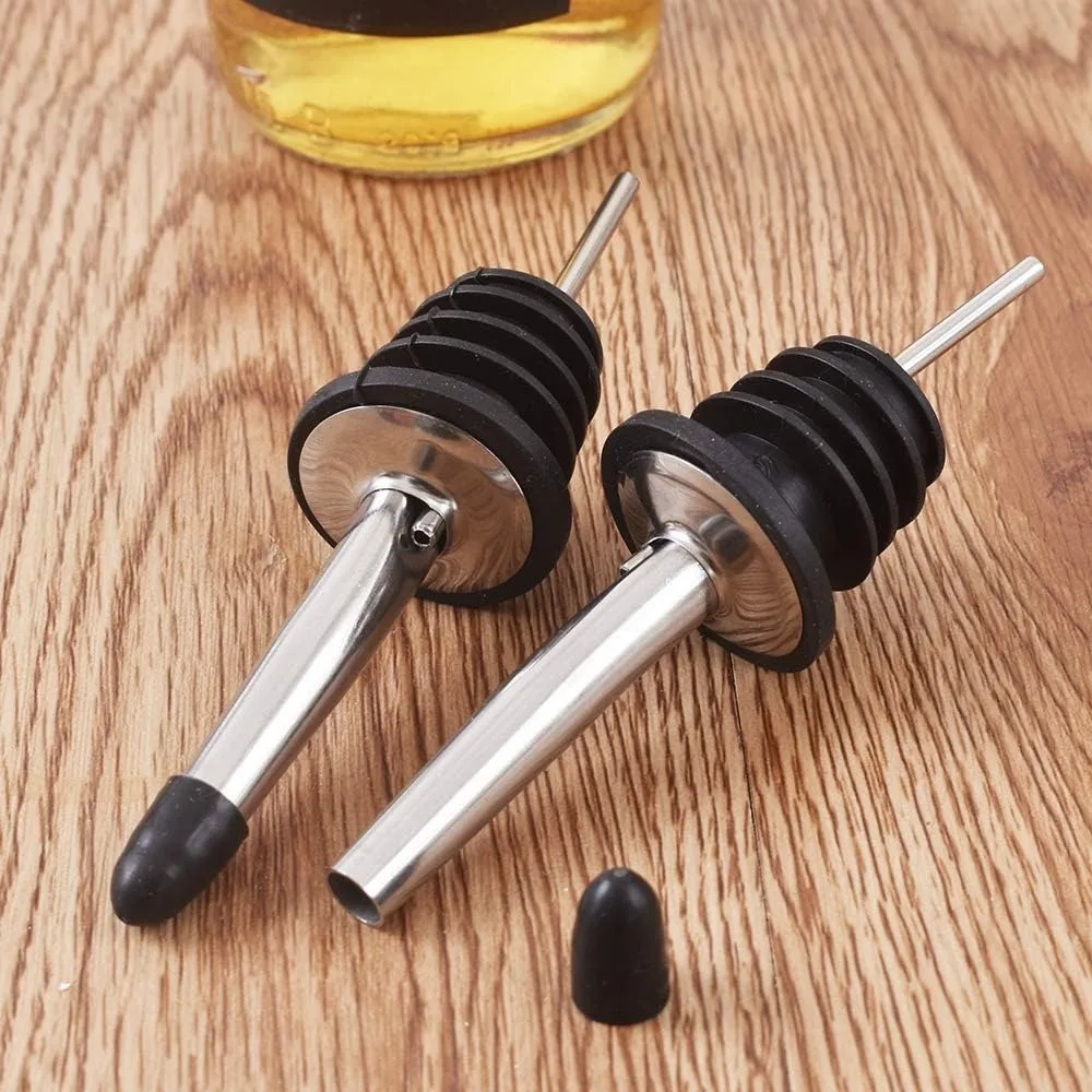 12 Pack Bottle Pourers Tapered Spout with Rubber Dust Caps, 304 Stainless Steel Pourers, Suitable for Pours Liquor, Vinegar Ect