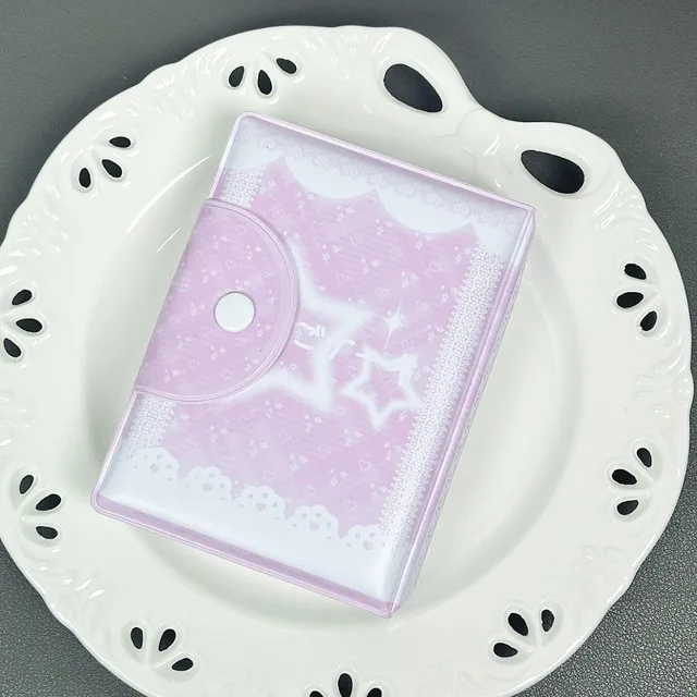 Album de cartes à nœud d'amour rose en PVC avec 16 Pages internes, classeur de cartes photo, Album de cartes à collectionner, Mini livre de collecte de cartes idoles de 3 pouces 5